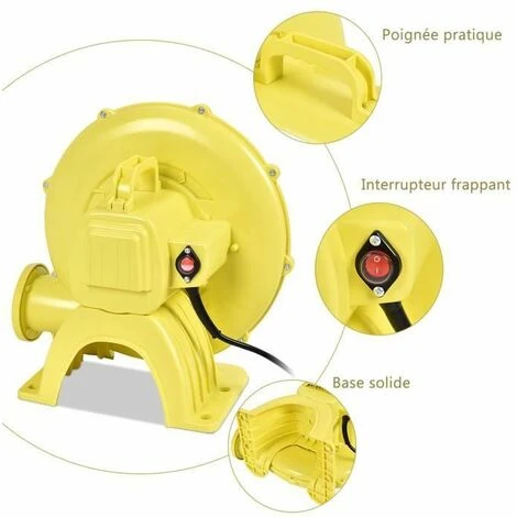 COSTWAY Souffleur Electrique Pompe Gonflable De Ventilateur Avec Moteur 380W Pour Château Gonflable Et Barbecue Jaune 3 COSTWAY Souffleur Electrique Pompe Gonflable De Ventilateur Avec Moteur 380W Pour Château Gonflable Et Barbecue Jaune – Image 3