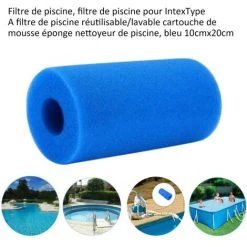 ASUPERMALL Piscine Filtre, Piscine Filtre Pour Intex Type A Reutilisable / Lavable Piscine Filtre En Mousse Eponge Cartouche Nettoyeur De Piscine, 10Cmx20Cm Bleu -Accessoire Piscine 23397113 5