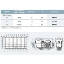 Pompe Eco 1 CV / 13 M³/h Mono - AquaZendo -Accessoire Piscine 27100547 2