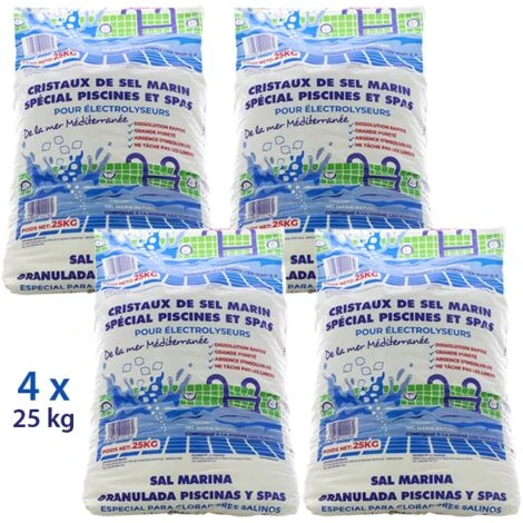 Traitement Au Sel - Sel Pour électrolyse Piscine - 4x25kg De Centrocom 1 Traitement Au Sel - Sel Pour électrolyse Piscine - 4x25kg De Centrocom