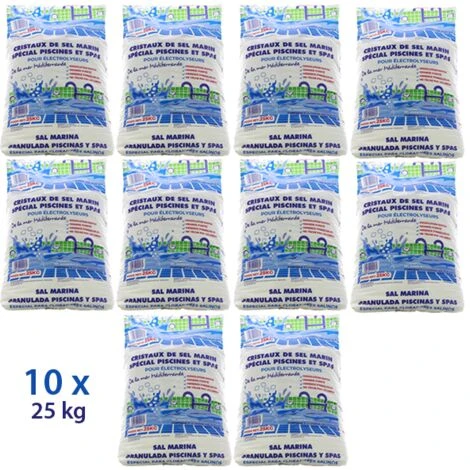 Traitement Au Sel - Sel Pour électrolyse Piscine - 10x25kg De Centrocom 1 Traitement Au Sel - Sel Pour électrolyse Piscine - 10x25kg De Centrocom