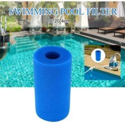 Piscine Filtre Betterlife, Piscine Filtre Pour Intex Type A Reutilisable / Lavable Piscine Filtre En Mousse Eponge Cartouche Nettoyeur De Piscine, 10.2*9.3*3Cm Bleu，3pcs -Accessoire Piscine 42438175 3