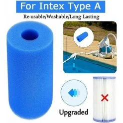 Piscine Filtre Betterlife, Piscine Filtre Pour Intex Type A Reutilisable / Lavable Piscine Filtre En Mousse Eponge Cartouche Nettoyeur De Piscine, 10.2*9.3*3Cm Bleu，3pcs -Accessoire Piscine 42438175 5