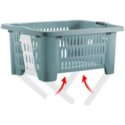 DEUBA 2x Corbeille à Linge Avec Pieds Pliables 38 Litres Poignées De Transport Linge 2x Blau (de) -Accessoire Piscine 42850019 4