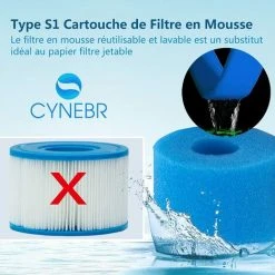 BARES Cartouches De Filtre Type S1 Pour Jacuzzi Intex 29001 E Pure Spa, Éponge Filtrante Type S1,Filtre En Mousse à Cartouche éponge Lavable Pour Piscines,Jardin Extérieur.((8) -Accessoire Piscine 42948546 2