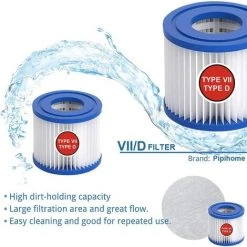 BRIDAY Cartouche Filtrante De Piscine Type VII & D, Cartouche Filtrante Type D/VII Pour Bestway, Pour Cartouche Filtrante Intex Type D, Pour Pompe De Piscine SFS 350, SFS 600, RP 350, RX 600 (2 Pièces) -Accessoire Piscine 44928796 3