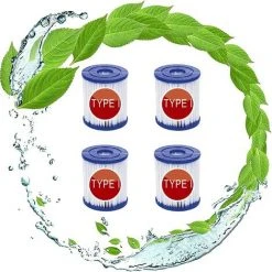 HIASDFLS Filtre Pour Bestway 58093 Cartouches Type I, Pour Bestway Filtre De Remplacement Pour Pompe 305/366, Cartouches Filtrantes Taille 1, Pour Nettoyage De Piscine (4 Pièces)