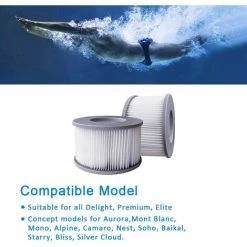 TINOR Lot De 2 Filtres De Rechange Pour Mspa - Pompe à Cartouche Pour Piscines, Sous-Marins Chauds Et Spa -Accessoire Piscine 52546949 5