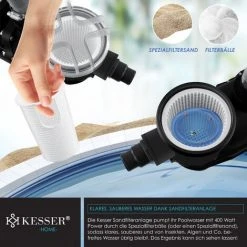 KESSER® Système De Filtre à Sable + 700 G De Billes Filtrantes Remplacent 25 Kg Filtre à Sable Vanne 7 Voies Avec Indicateur De Pression Filtre De Piscine 10 M³/h Système De Filtre Cuve De Filtre Pour Piscine Piscine 10200L/h, Le Noir -Accessoire Piscine 54289506 3