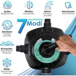 KESSER® Système De Filtre à Sable + 700 G De Billes Filtrantes Remplacent 25 Kg Filtre à Sable Vanne 7 Voies Avec Indicateur De Pression Filtre De Piscine 10 M³/h Système De Filtre Cuve De Filtre Pour Piscine Piscine 10200L/h, Le Noir -Accessoire Piscine 54289506 4
