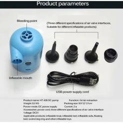 MERKMAK Mini Pompe A Air Electrique Pour Pataugeoire, Pompe A Air Rapide Portable Usb Pour Anneau De Natation Pour Enfant, Gonfleur Et Deflateur A 3 Buses -Accessoire Piscine 54395986 3