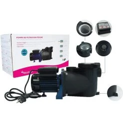AQUALUX EDENEA Pompe Pour Filtration Piscine Avec Timer Intégré - 1/2CV - (en Complément D'un Filtre) - Noir