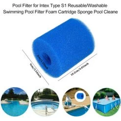 SUPERSELLER Filtre De Piscine, Filtre De Piscine Pour Intex Type S1 Réutilisable/lavable Piscine Filtre Mousse Cartouche éponge Nettoyeur De Piscine, Bleu 93*30*102 MM - Bleu - Bleu -Accessoire Piscine 54923185 5
