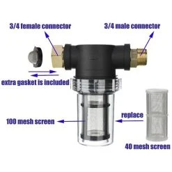 Filtre De Tuyau D'arrosage Pour Entrée D'eau De Nettoyeur Haute Pression, Filtre En Ligne Pour Sédiments, écran 40 Mailles, 100 Mailles Supplémentaires， Fontainebleau -Accessoire Piscine 55255409 3