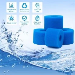 4 Pièces Éponge Filtrante, Cartouche De Filtre En Mousse, Mousse Pour Filtre Piscine, Réutilisables Et Lavables, Filtre En Mousse Pour Spa, Piscine, Jacuzzi， Fontainebleau -Accessoire Piscine 55255534 4