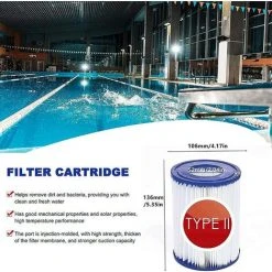 SUPERMARKET Cartouches De Filtre De Piscine Cartouche De Filtre De Piscine De Type II, Cartouches De Filtre De Taille II Pour Bestway 58094 Pour Filtre De Piscine Bestway 530/800 Gal/H (2 Pièces),Superma,bleu 6 SUPERMARKET Cartouches De Filtre De Piscine Cartouche De Filtre De Piscine De Type II, Cartouches De Filtre De Taille II Pour Bestway 58094 Pour Filtre De Piscine Bestway 530/800 Gal/H (2 Pièces),Superma,bleu -Accessoire Piscine 55280116 2