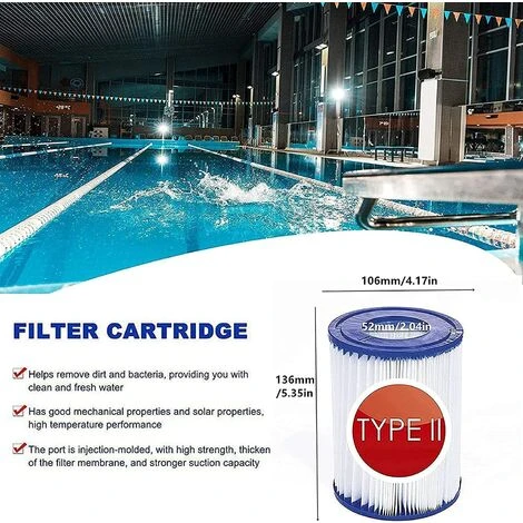 SUPERMARKET Cartouches De Filtre De Piscine Cartouche De Filtre De Piscine De Type II, Cartouches De Filtre De Taille II Pour Bestway 58094 Pour Filtre De Piscine Bestway 530/800 Gal/H (2 Pièces),Superma,bleu 2 SUPERMARKET Cartouches De Filtre De Piscine Cartouche De Filtre De Piscine De Type II, Cartouches De Filtre De Taille II Pour Bestway 58094 Pour Filtre De Piscine Bestway 530/800 Gal/H (2 Pièces),Superma,bleu – Image 2