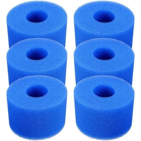 BARES Lot De 6 Cartouches De Filtre De Piscine Réutilisables Et Lavables En Mousse Pour Jacuzzi Type S1 (bleu) 1 BARES Lot De 6 Cartouches De Filtre De Piscine Réutilisables Et Lavables En Mousse Pour Jacuzzi Type S1 (bleu)