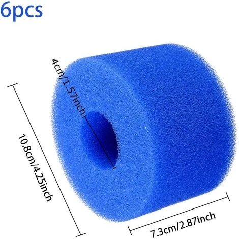 BARES Lot De 6 Cartouches De Filtre De Piscine Réutilisables Et Lavables En Mousse Pour Jacuzzi Type S1 (bleu) 2 BARES Lot De 6 Cartouches De Filtre De Piscine Réutilisables Et Lavables En Mousse Pour Jacuzzi Type S1 (bleu) – Image 2