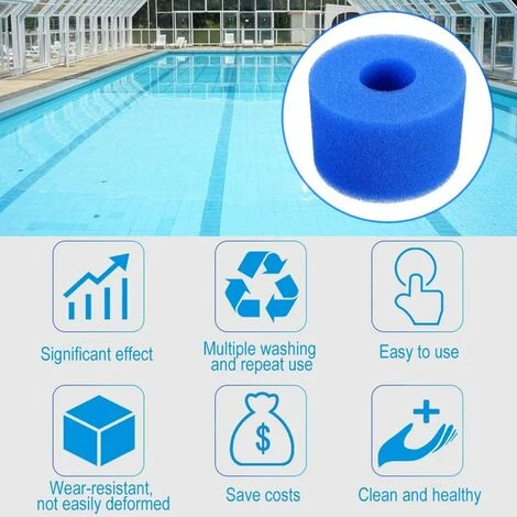 BARES Lot De 6 Cartouches De Filtre De Piscine Réutilisables Et Lavables En Mousse Pour Jacuzzi Type S1 (bleu) 5 BARES Lot De 6 Cartouches De Filtre De Piscine Réutilisables Et Lavables En Mousse Pour Jacuzzi Type S1 (bleu) – Image 5