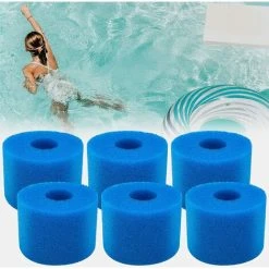 LANGRAY Éponge Filtrante Type S1, Cartouche Filtrante RéUtilisable Pour Intex Type S1, Filtre En Mousse à Cartouche éponge Lavable Pour Piscines,Jardin Extérieur (6 Pièces)