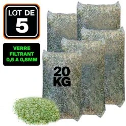 LLOFER LOT DE 5 SACS 20KG VERRE FILTRANT 0,4 A 1,6 MM