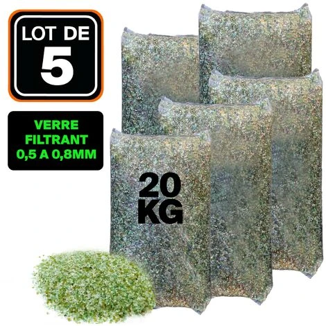LLOFER LOT DE 5 SACS 20KG VERRE FILTRANT 0,4 A 1,6 MM 1 LLOFER LOT DE 5 SACS 20KG VERRE FILTRANT 0,4 A 1,6 MM
