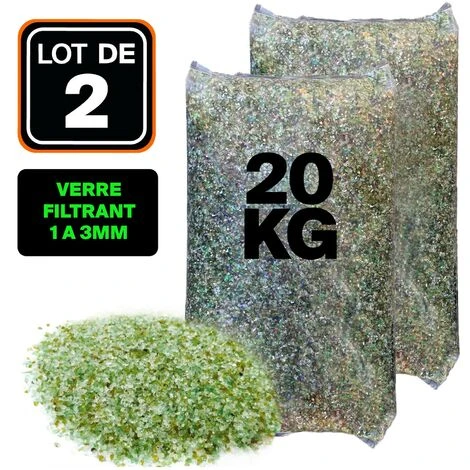 LLOFER LOT DE 2 SACS 20KG VERRE FILTRANT 1,6 A 3MM 1 LLOFER LOT DE 2 SACS 20KG VERRE FILTRANT 1,6 A 3MM