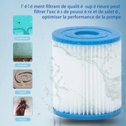 LONGZIMING Cartouche Filtre Piscine Type I Pour Bestway Pompe De Piscine, Filtre Cartouche Type I, 58093 Filtres Pour Filtre Gonflable De Piscine-Installation Facile-pour Le Nettoyage Des Tuyaux -Accessoire Piscine 56762732 4