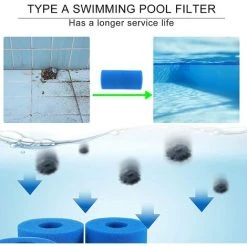 ALMI Filtre De Piscine En Mousse, 2 Pièces Éponge Filtrante Type A, Éponge En Mousse De Rechange Pour Filtre De Piscine, Filtre Piscine Lavable, Filtre Éponge Cartouche, Filtre Spa Reutilisable -Accessoire Piscine 57012292 4
