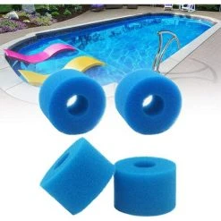 ALMI 4 Pièces Cartouche De Filtre Éponge, Éponge Filtrante Réutilisables Filtres De Piscine Lavables Pour Piscine Spa Bain à Remous Piscine Outil De Nettoyage En Mousse De Cartouche(Bleu)