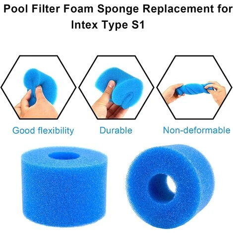 ALMI Éponge Filtrante Type S1 Filtres De Piscine En Mousse, Cartouche Filtrante RéUtilisable Pour Intex Type S1, Mousse Pour Piscine, Aquarium, Spa(6 Pièces) 4 ALMI Éponge Filtrante Type S1 Filtres De Piscine En Mousse, Cartouche Filtrante RéUtilisable Pour Intex Type S1, Mousse Pour Piscine, Aquarium, Spa(6 Pièces) – Image 4