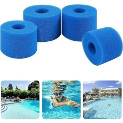 ALMI Éponge Filtrante Type A, Lot De 4 Filtres De Piscine, Filtre Éponge Cartouche, Mousse Pour Filtre Piscine, Réutilisables Et Lavables, Pour Spa, Piscine