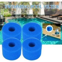 ALMI 4 Pièces Filtre Spa Éponge Filtrante Pour Type S1, Remplacement Lavable Pour Outil De Nettoyage De Cartouche De Cartouche De Papier Filtre De Type Intex S1, 7,3 X 10,8 X 10,8 Cm -Accessoire Piscine 57012744 5