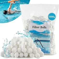 TANABATA Balles Filtrantes 1300g Boules De Filtre De Piscine, Alternative Pour 46 Kg Sable Filtrant Sable De Quartz, Média Filtre à Fibres Pour Piscine, Convient à Divers Systèmes De Filtration
