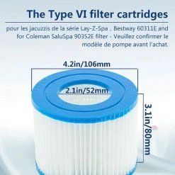 REGALI Cartouche Defiltre Piscine Type VI,Taille 6-58323 Pour Bestway 58239, Pour Filtre Spa Bestway Lay-z-Spa Miami, Vegas, Monaco BW58323, Pour Nettoyage Filtre Spa -Accessoire Piscine 58282042 3