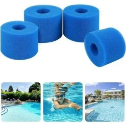 TANABATA Éponge Filtrante Type S, Mousse Pour Filtre Piscine, Filtre Piscine Lavable Reutilisable, Filtre Éponge Cartouche, Filtre Spa Reutilisable （4 Pièces）
