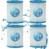 AOUGO Filtre De Piscine Pour Bestway Type II, Accessoires De Filtre De Piscine Gonflable De Rechange Pour Spa, Filtre De Piscine Pour Jardin Extérieur, Cartouche Lavable Et Réutilisable, 4,17 X 5,35 Pouces (4 PCS)
