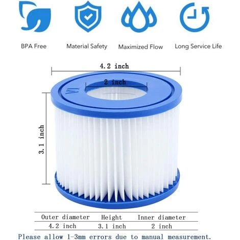 GDRHVFD 12Pcs Cartouches Filtrantes Pour Piscine De Type Vi Pour Bestway Taille 6-58323 2 GDRHVFD 12Pcs Cartouches Filtrantes Pour Piscine De Type Vi Pour Bestway Taille 6-58323 – Image 2