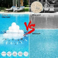 FVBJD 1400g Boules De Filtre De Piscine Équivalent à 50 Kg De Filtre à Sable, Balle Filtrante Piscine Convient à Divers Systèmes De Filtration De Piscine -Accessoire Piscine 58754776 3