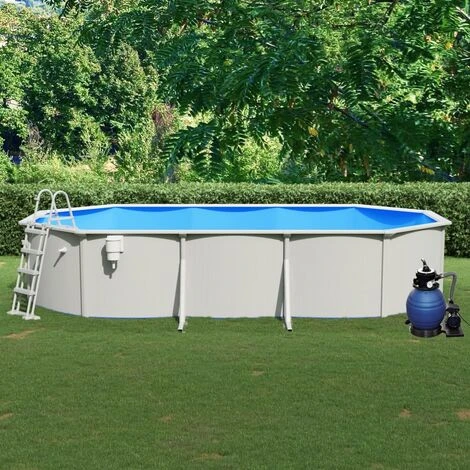 VidaXL Piscine Avec Pompe Filtrante à Sable Et échelle 610x360x120 Cm 1 VidaXL Piscine Avec Pompe Filtrante à Sable Et échelle 610x360x120 Cm