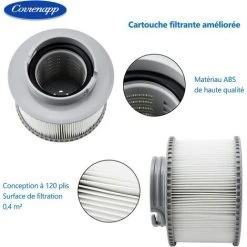 OUSUDELA Filtre De Rechange Pour Compatible Avec Toutes Les Cartouches Filtrantes MS-pa Actuelles Et Les Piscines Filtre Spa Gonflable Lot De 2 -Accessoire Piscine 59003689 2