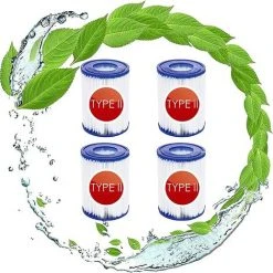 EINEMGELD Pour Bestway 58094 Lot De 4 Cartouches Filtrantes Pour Piscine Familiale Pour Bestway 58148/58117 Blanc/bleu