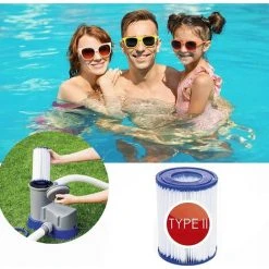 EINEMGELD Pour Bestway 58094 Lot De 4 Cartouches Filtrantes Pour Piscine Familiale Pour Bestway 58148/58117 Blanc/bleu -Accessoire Piscine 59433914 4