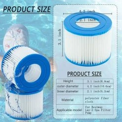 EINEMGELD Filtre VI Cartouche Pour Bestway Lay-Z-Spa, Cartouches Filtrantes Rechange Pour Miami Vegas Monaco BW58323, Pour Bestway 58239 (4 Pièces) -Accessoire Piscine 59434053 5