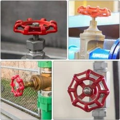 GALOZZOIT 10pcs Remplacement Porte Boule Volant Tuyau D'eau Robinet Fonte Arrêt Poignée Remplacement Extérieur Robinet Tuyau Métal Poignée 6 * 6 Mm Rouge -Accessoire Piscine 59853235 5
