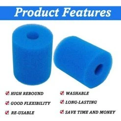 OUSUDELA Éponge De Filtre De Piscine Compatible Avec In-tex Type H, Filtre à Cartouche D'éponge Réutilisable Et Lavable Pour Hydromassage De Spa De Jacuzzi De Piscine 2 Pièces Bleu -Accessoire Piscine 60209356 3