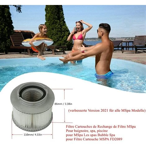 DECKON Mscomft MSPA Cartouches De Rechange De Filtre Pour Tous Les Modèles Whirlpool Spas Swimming Piscine,Cartouches Filtrantes Avec Filet Pour MSpa Les Spas Bubble Spa (4 Pièces) 2 DECKON Mscomft MSPA Cartouches De Rechange De Filtre Pour Tous Les Modèles Whirlpool Spas Swimming Piscine,Cartouches Filtrantes Avec Filet Pour MSpa Les Spas Bubble Spa (4 Pièces) – Image 2
