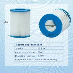 MOWZE Filtre Piscine Typ II Cartouche De Filtre Pour Bestway 58094, Taille 2 Cartouches Filtrantes De Spa De Piscine, Lot De 4 Lot De 4 -Accessoire Piscine 63869885 4