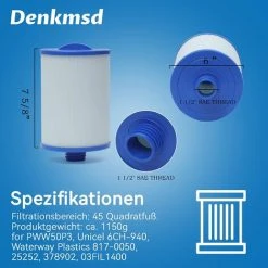 MOWZE Lot De 2 Filtres Pour Spa, Pour Unicel 6CH-940, Pour Pleatco PWW50P3, Pour Waterway Front Access Skimmer Et Filbur FC-0359 -Accessoire Piscine 63870005 5